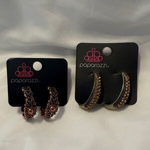 paparazzi Rose Gold Filigree Studs and Gold Crystal Hoop Duo